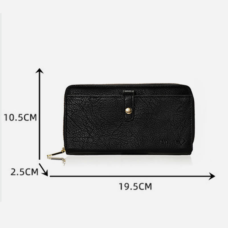 Damen Geldbörse aus Kunstleder mit Rundum-Reißverschluss, Clutch, Kreditkartenhalter
