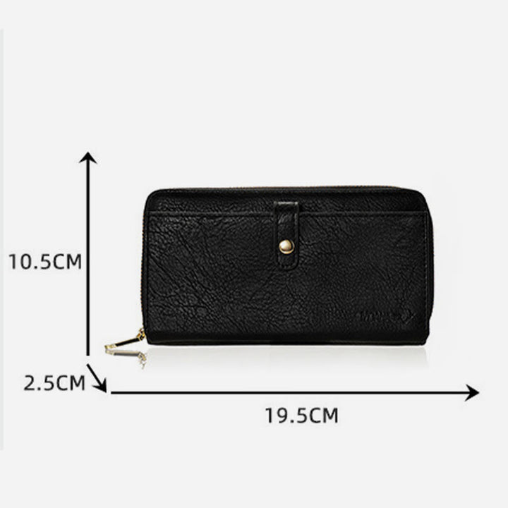 Damen Geldbörse aus Kunstleder mit Rundum-Reißverschluss, Clutch, Kreditkartenhalter