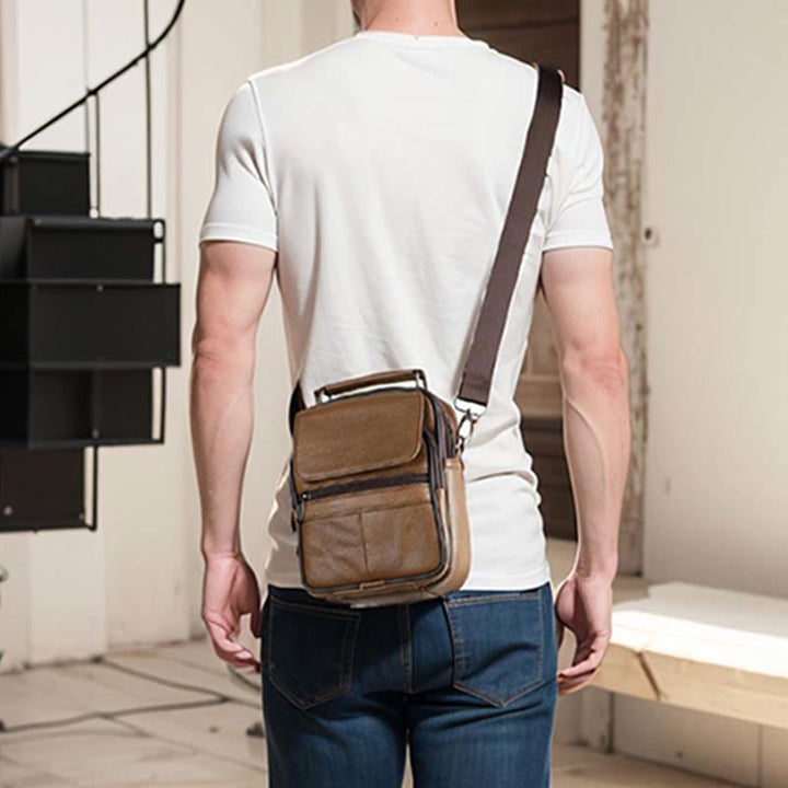 Kleine Umhängetasche aus echtem Leder für Herren