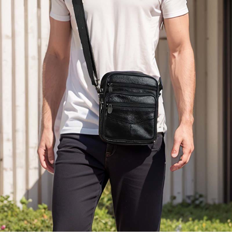 Retro Kleine Messenger Bag für Männer Echtes Leder Schulter Tasche Geldbörsen