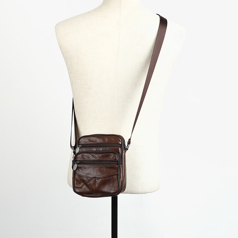Retro Kleine Messenger Bag für Männer Echtes Leder Schulter Tasche Geldbörsen