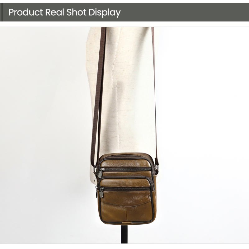 Retro Kleine Messenger Bag für Männer Echtes Leder Schulter Tasche Geldbörsen