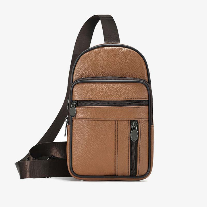 Echtes Leder Sling Bag Crossbody Brust Tasche Männer Outdoor Casual Reise Geldbörsen