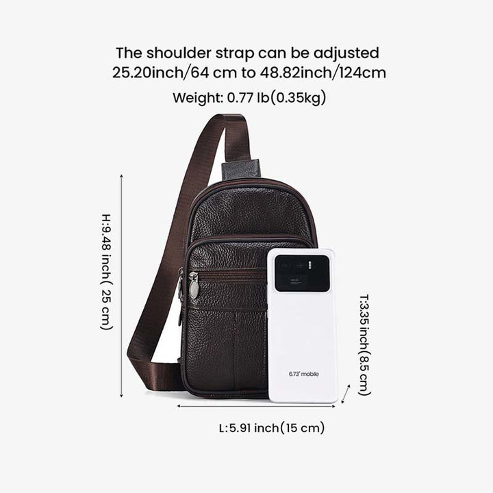 Echtes Leder Sling Bag Crossbody Brust Tasche Männer Outdoor Casual Reise Geldbörsen