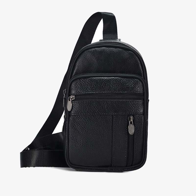 Echtes Leder Sling Bag Crossbody Brust Tasche Männer Outdoor Casual Reise Geldbörsen