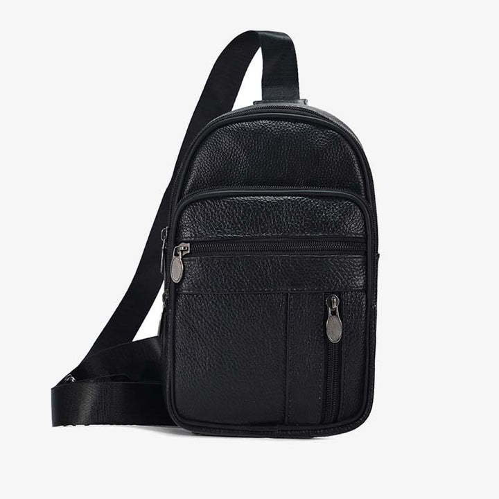 Echtes Leder Sling Bag Crossbody Brust Tasche Männer Outdoor Casual Reise Geldbörsen