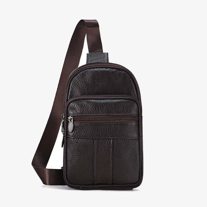 Echtes Leder Sling Bag Crossbody Brust Tasche Männer Outdoor Casual Reise Geldbörsen