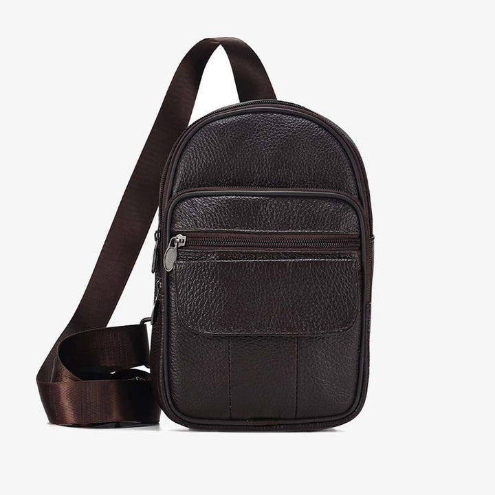 Echtes Leder Sling Bag Crossbody Brust Tasche Männer Outdoor Casual Reise Geldbörsen