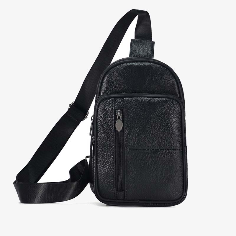 Echtes Leder Sling Bag Crossbody Brust Tasche Männer Outdoor Casual Reise Geldbörsen