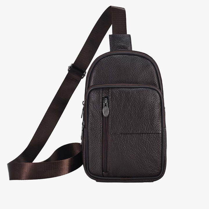 Echtes Leder Sling Bag Crossbody Brust Tasche Männer Outdoor Casual Reise Geldbörsen