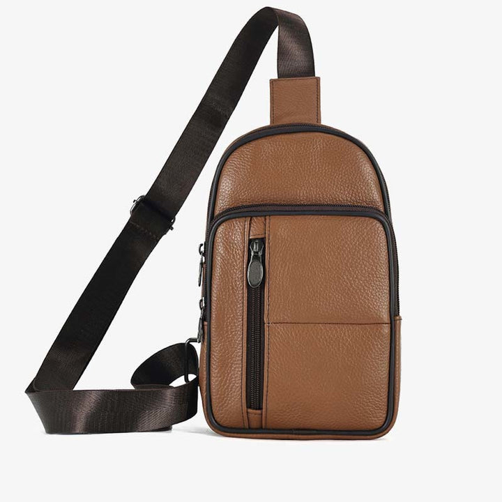 Echtes Leder Sling Bag Crossbody Brust Tasche Männer Outdoor Casual Reise Geldbörsen