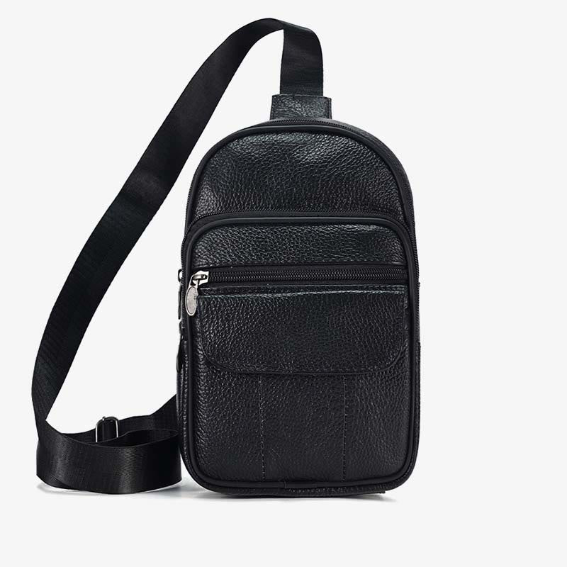 Echtes Leder Sling Bag Crossbody Brust Tasche Männer Outdoor Casual Reise Geldbörsen