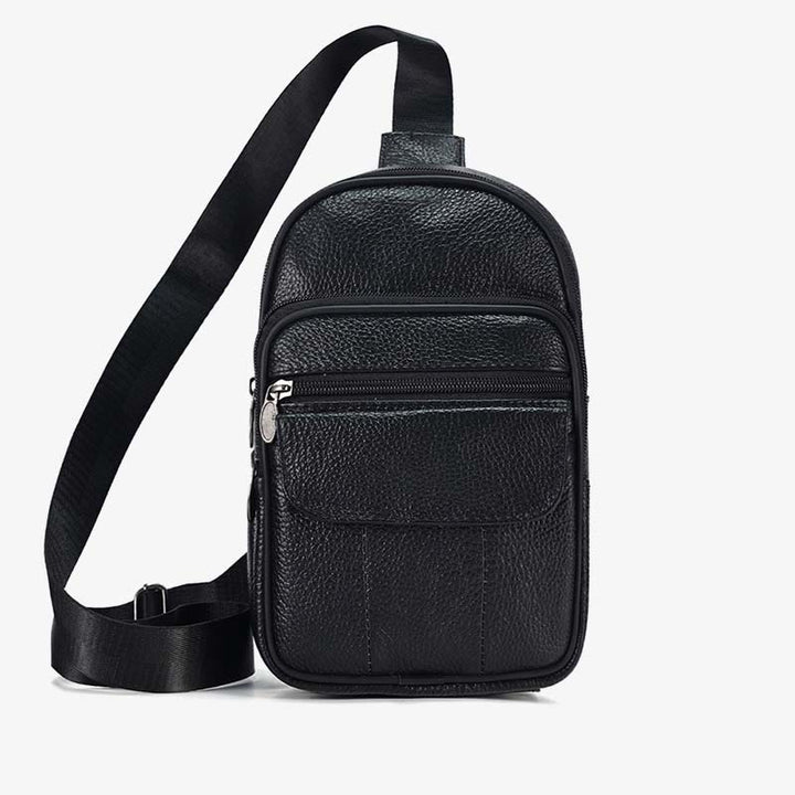Echtes Leder Sling Bag Crossbody Brust Tasche Männer Outdoor Casual Reise Geldbörsen