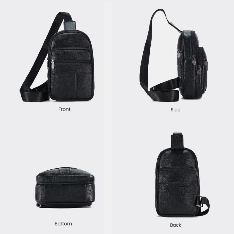 Echtes Leder Sling Bag Crossbody Brust Tasche Männer Outdoor Casual Reise Geldbörsen