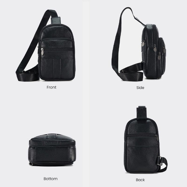Echtes Leder Sling Bag Crossbody Brust Tasche Männer Outdoor Casual Reise Geldbörsen