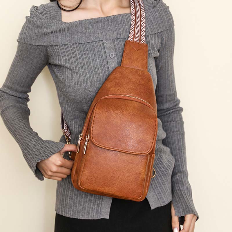 Schultertasche für Damen, veganes Leder, trendige Umhängetasche für Damen, Brusttasche