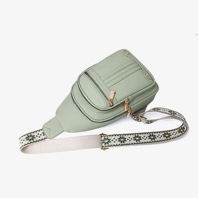 Schultertasche aus veganem Leder für Damen, für unterwegs, lässige Umhängetasche, Brusttasche