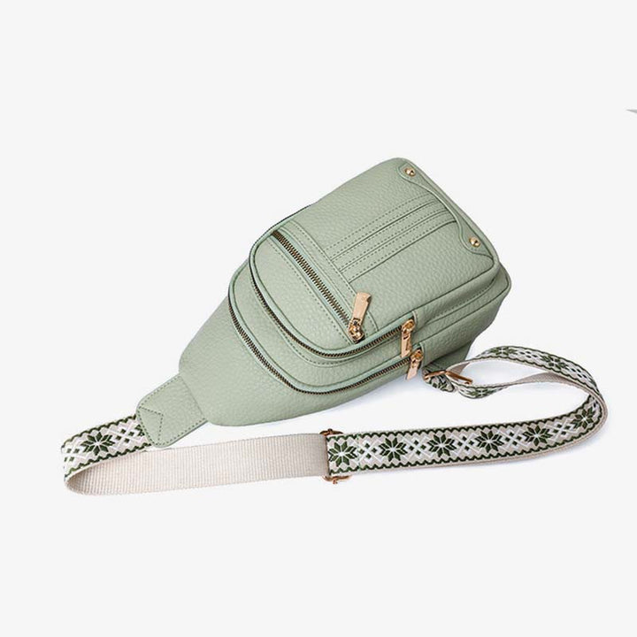 Schultertasche aus veganem Leder für Damen, für unterwegs, lässige Umhängetasche, Brusttasche