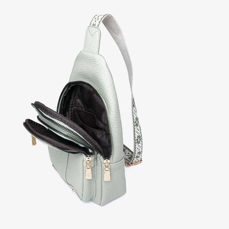 Schultertasche aus veganem Leder für Damen, für unterwegs, lässige Umhängetasche, Brusttasche