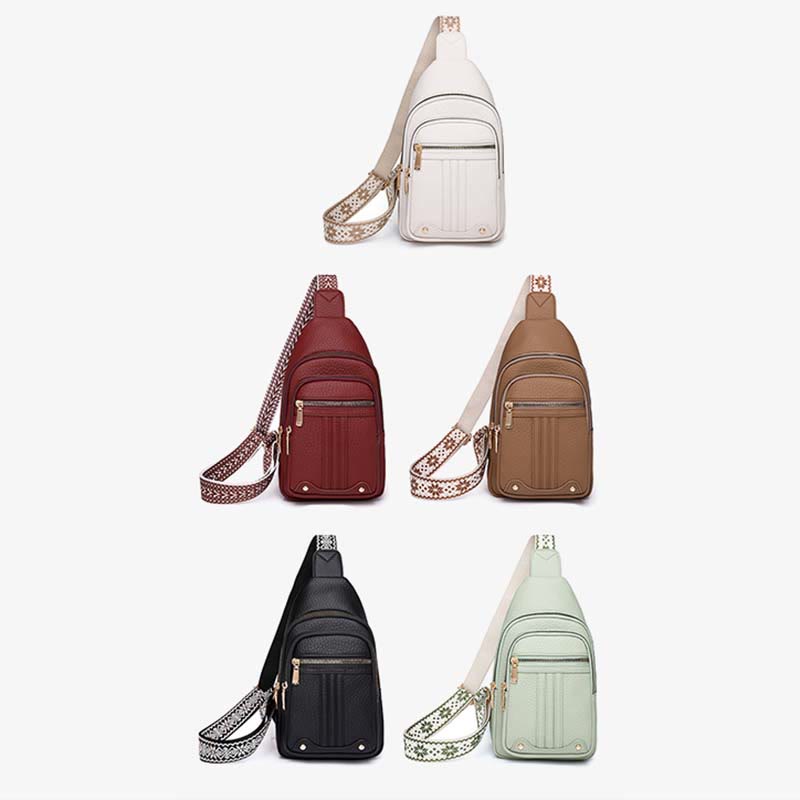 Schultertasche aus veganem Leder für Damen, für unterwegs, lässige Umhängetasche, Brusttasche