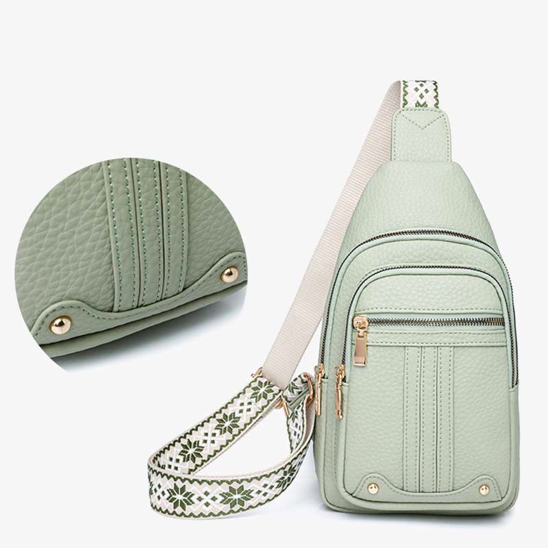 Schultertasche aus veganem Leder für Damen, für unterwegs, lässige Umhängetasche, Brusttasche