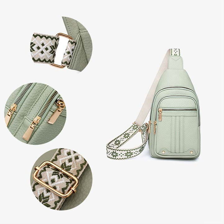 Schultertasche aus veganem Leder für Damen, für unterwegs, lässige Umhängetasche, Brusttasche