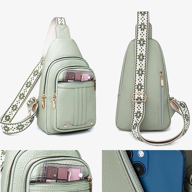 Schultertasche aus veganem Leder für Damen, für unterwegs, lässige Umhängetasche, Brusttasche