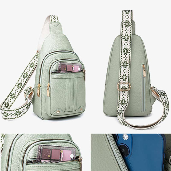 Schultertasche aus veganem Leder für Damen, für unterwegs, lässige Umhängetasche, Brusttasche