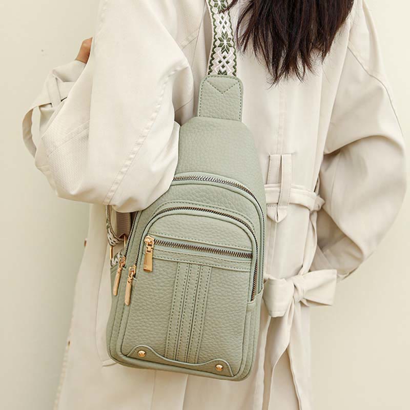 Schultertasche aus veganem Leder für Damen, für unterwegs, lässige Umhängetasche, Brusttasche