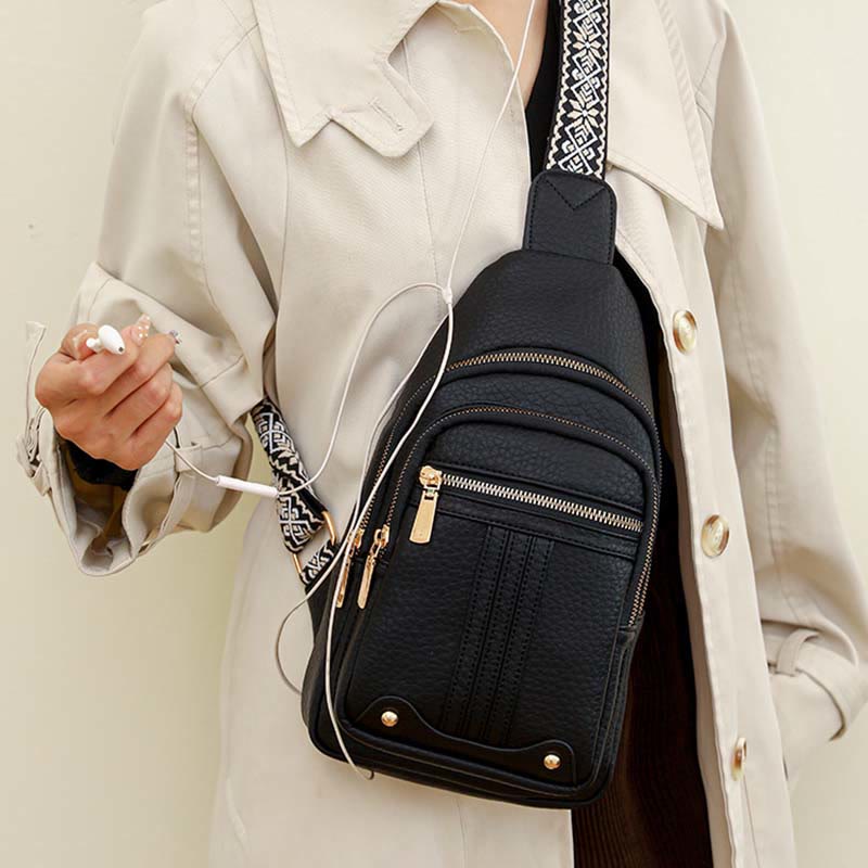 Schultertasche aus veganem Leder für Damen, für unterwegs, lässige Umhängetasche, Brusttasche