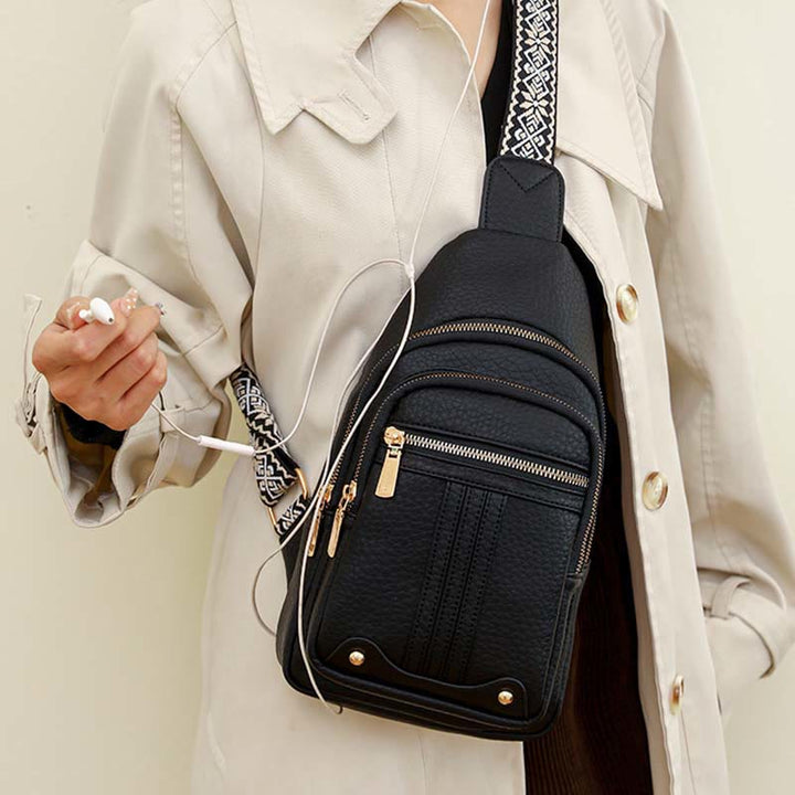 Schultertasche aus veganem Leder für Damen, für unterwegs, lässige Umhängetasche, Brusttasche