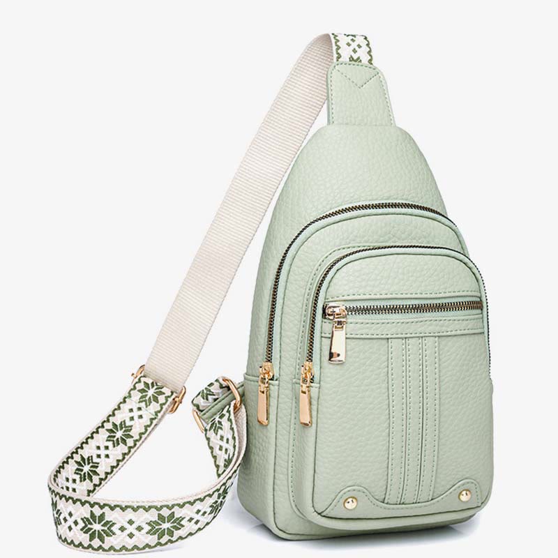 Schultertasche aus veganem Leder für Damen, für unterwegs, lässige Umhängetasche, Brusttasche