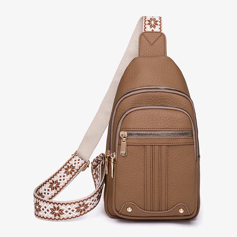 Schultertasche aus veganem Leder für Damen, für unterwegs, lässige Umhängetasche, Brusttasche