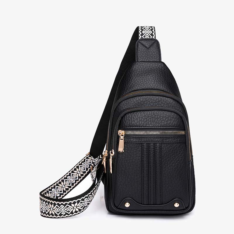 Schultertasche aus veganem Leder für Damen, für unterwegs, lässige Umhängetasche, Brusttasche