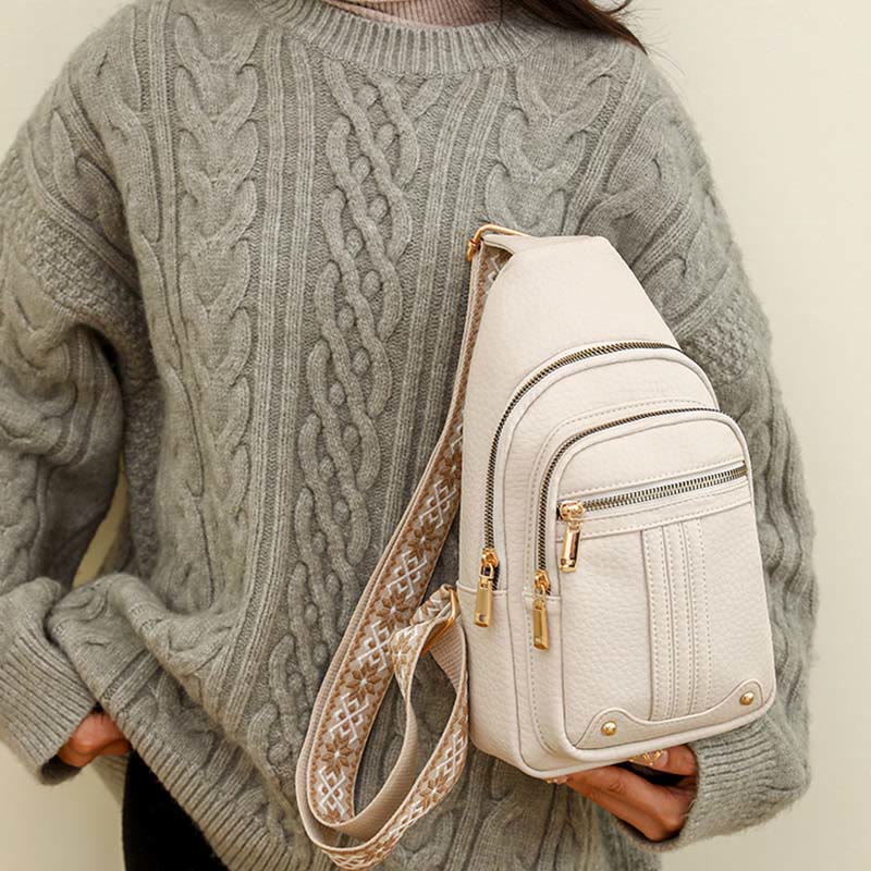 Schultertasche aus veganem Leder für Damen, für unterwegs, lässige Umhängetasche, Brusttasche