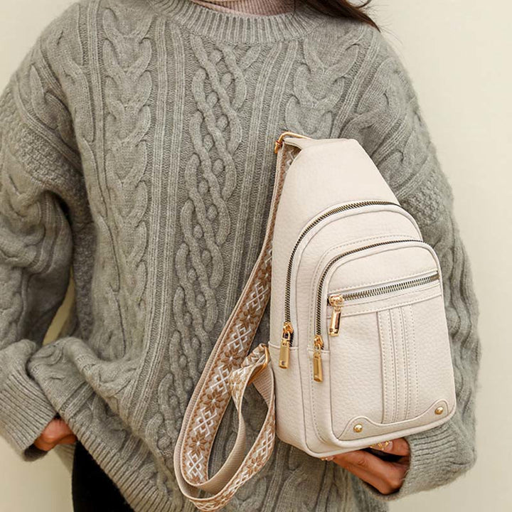 Schultertasche aus veganem Leder für Damen, für unterwegs, lässige Umhängetasche, Brusttasche
