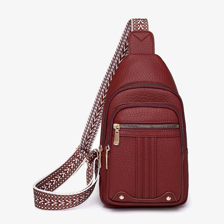 Schultertasche aus veganem Leder für Damen, für unterwegs, lässige Umhängetasche, Brusttasche