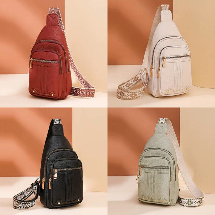 Schultertasche aus veganem Leder für Damen, für unterwegs, lässige Umhängetasche, Brusttasche
