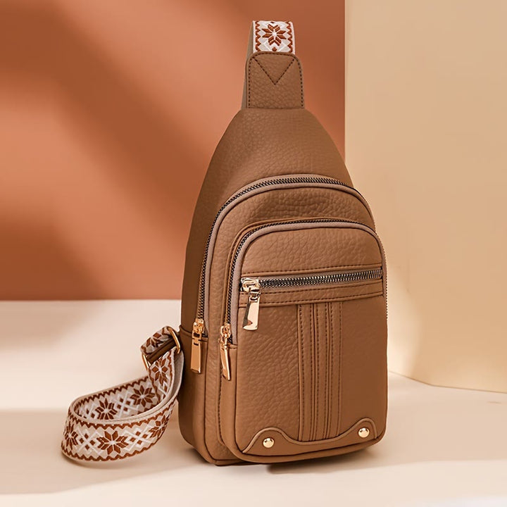 Schultertasche aus veganem Leder für Damen, für unterwegs, lässige Umhängetasche, Brusttasche
