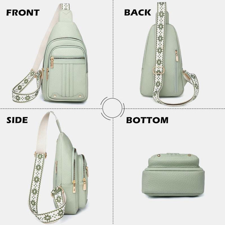 Schultertasche aus veganem Leder für Damen, für unterwegs, lässige Umhängetasche, Brusttasche