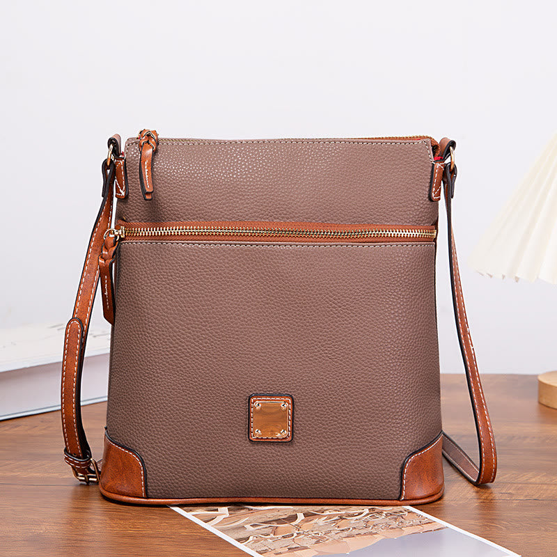 Umhängetasche für Damen, mehrfarbige Ledertasche mit Lychee-Grain-Textur