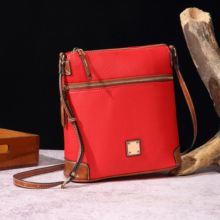 Umhängetasche für Damen, mehrfarbige Ledertasche mit Lychee-Grain-Textur