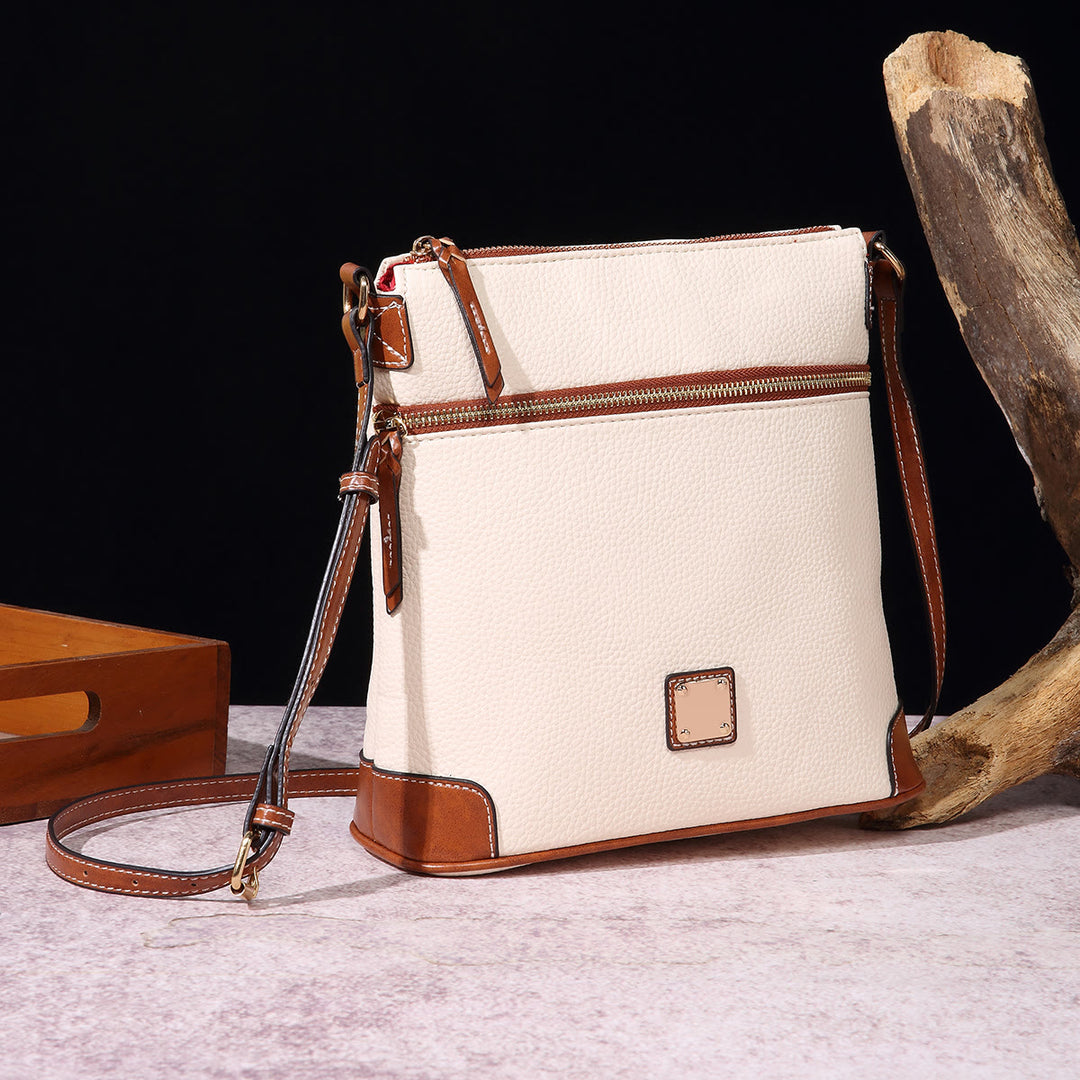 Umhängetasche für Damen, mehrfarbige Ledertasche mit Lychee-Grain-Textur