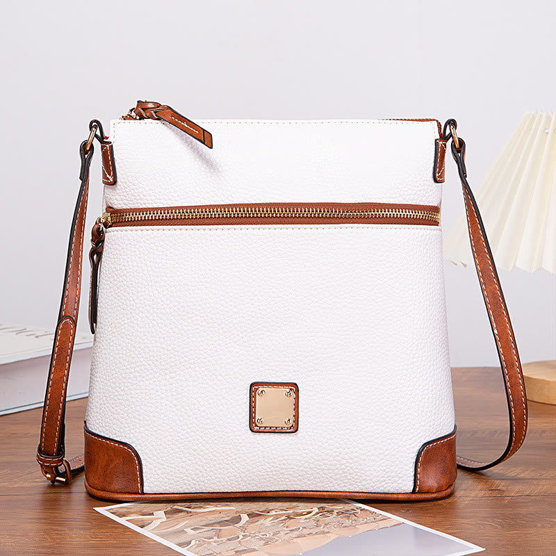 Umhängetasche für Damen, mehrfarbige Ledertasche mit Lychee-Grain-Textur