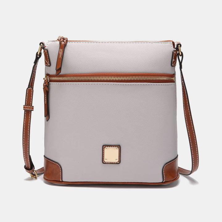 Umhängetasche für Damen, mehrfarbige Ledertasche mit Lychee-Grain-Textur