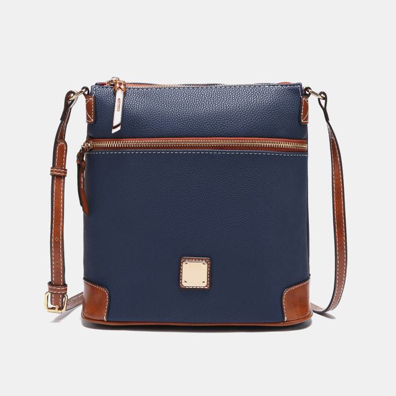 Umhängetasche für Damen, mehrfarbige Ledertasche mit Lychee-Grain-Textur