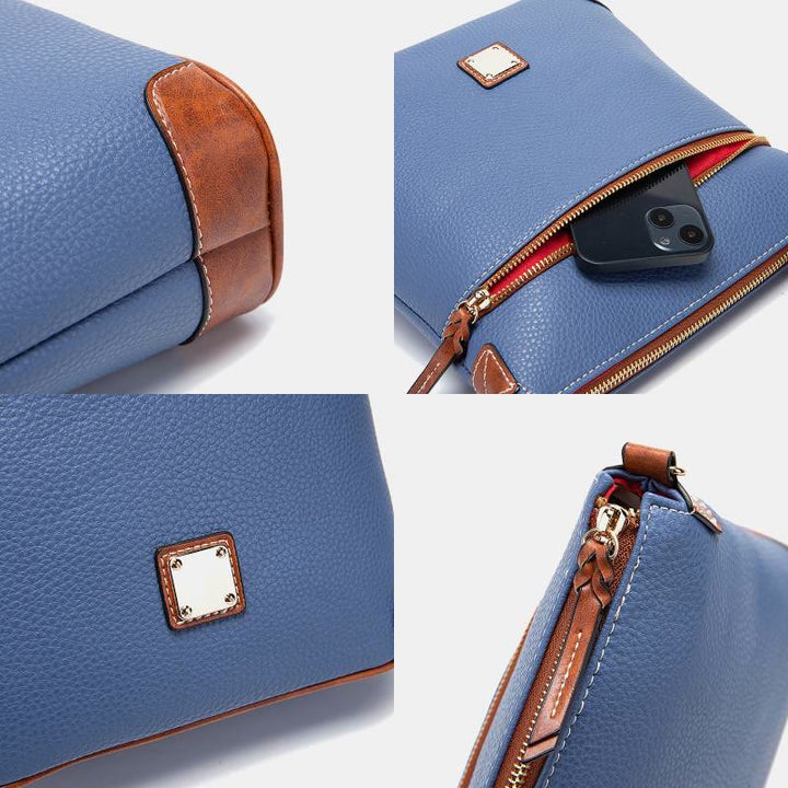 Umhängetasche für Damen, mehrfarbige Ledertasche mit Lychee-Grain-Textur