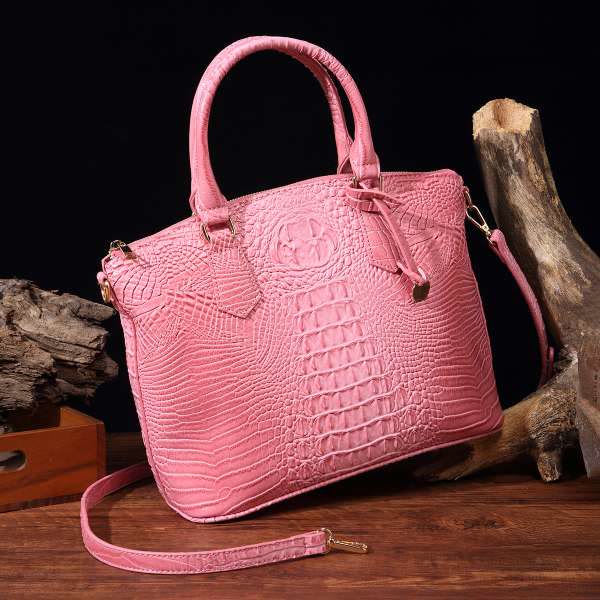 Tragetasche für Damen, für den täglichen Gebrauch, Retro-Umhängetasche aus Krokodil - Rosa - image 15