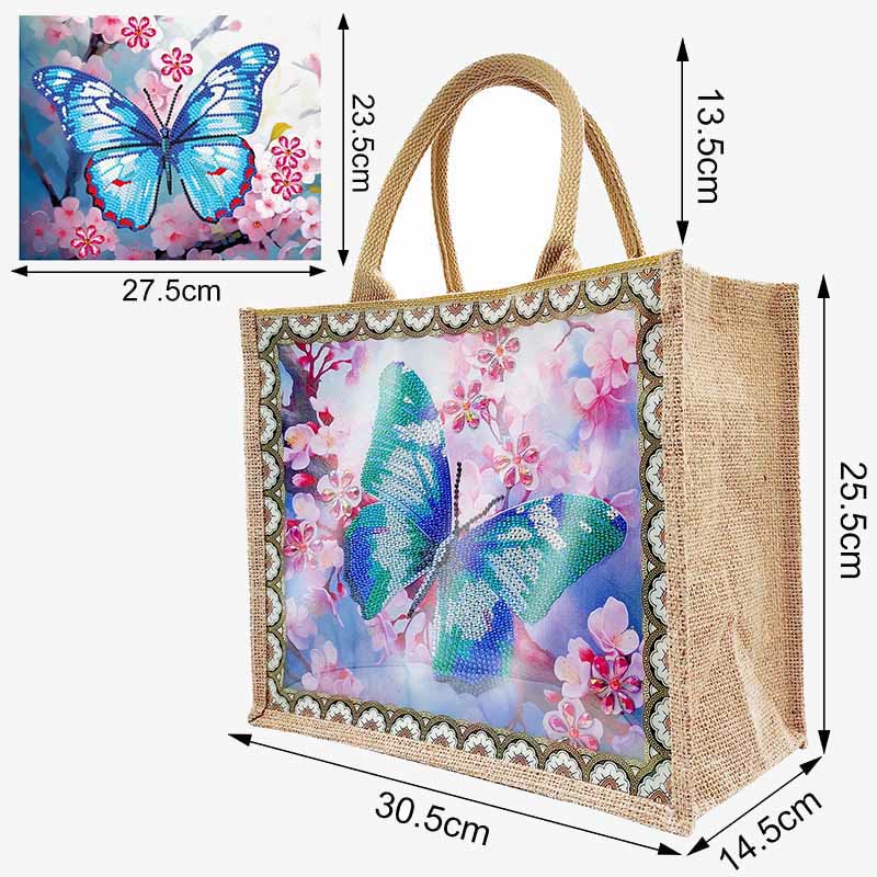 Schmetterling und Blumen DIY Diamant Kunst Malerei Tote Kit langlebige Leinen Handtasche