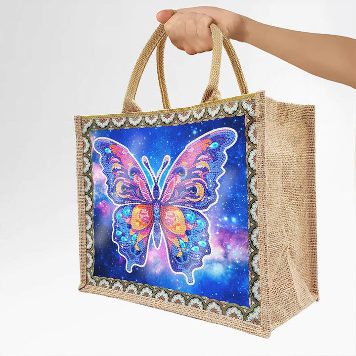 Apcufir Schmetterling Diamant Malerei Tote 5D DIY Leinen Handtasche Kits